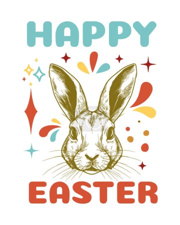 Ilustración de Camiseta del conejo del día de Pascua, sudadera con capucha, etiqueta engomada, taza, y más artículos - Imagen libre de derechos
