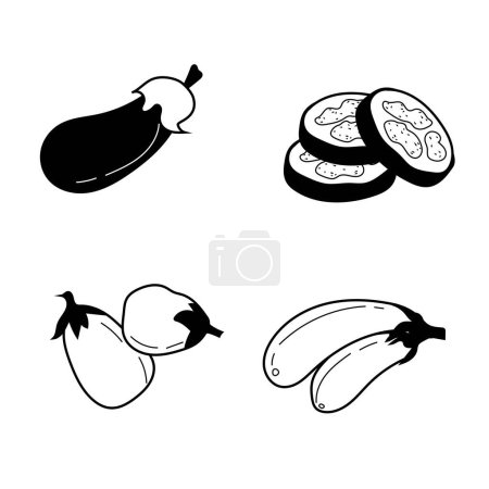 Explore la elegancia de las berenjenas en este vector lineal en blanco y negro. Ideal para diseños culinarios, esta ilustración monocromática captura la sencillez y belleza de esta versátil verdura.