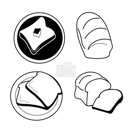 Illustration for Minimalist White Bread Vector Lineart - Monochrome Bakery Staple - Royalty Free Image