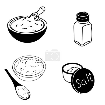 Téléchargez les illustrations : Vecteur de sel minimaliste linéaire - Cuisine monochrome Essentielle - en licence libre de droit