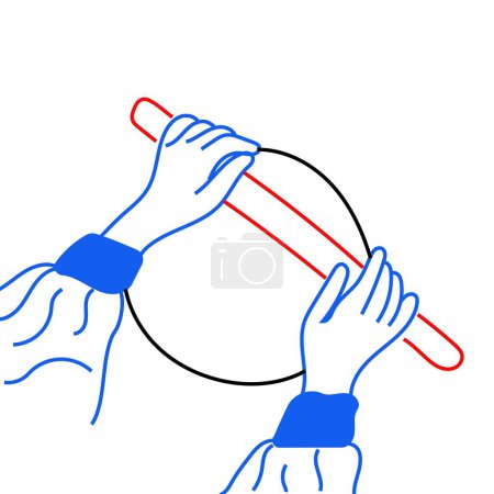 Rolling Out Perfection: Hands Rolling Dough (Red & Blue) Vector