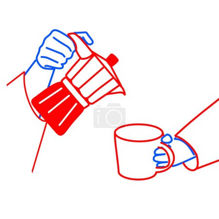 Casual Hand Pouring Tea from Gooseneck Kettle Vector Illustration