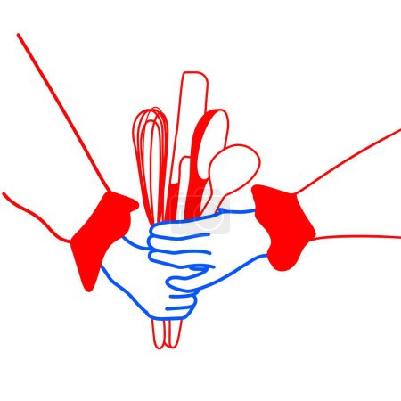 Hands Holding Cooking Ware Vector Illustration
