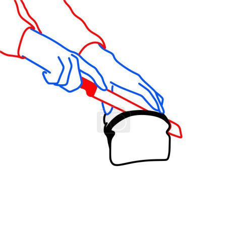 Hands Cutting Bread Loaf Vector Illustration