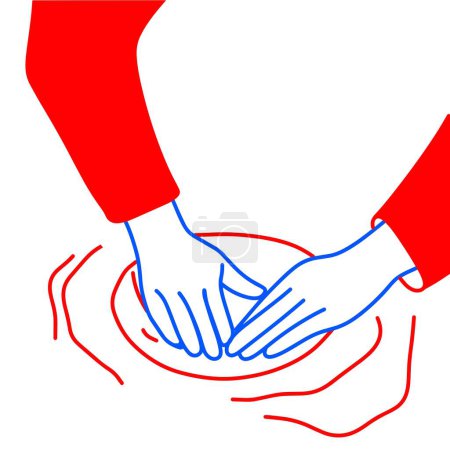 Hands Kneading Dough | Vector Illustration