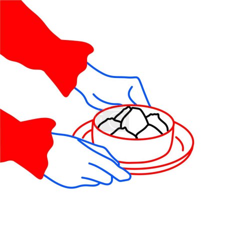 Hand nimmt Schale mit Food Vector Illustration