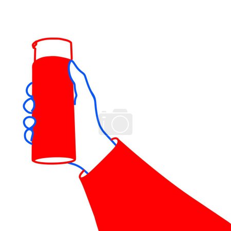 Hand Holding Thermos Bottle Vector Illustration