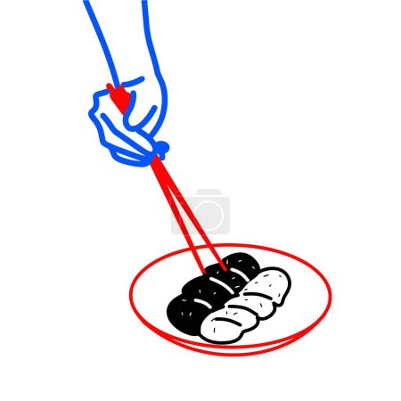 Hand Vector Holding Chopsticks in Bowl of Food
