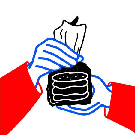 Casual Hand Vector Holding Bag of Cookies Illustration