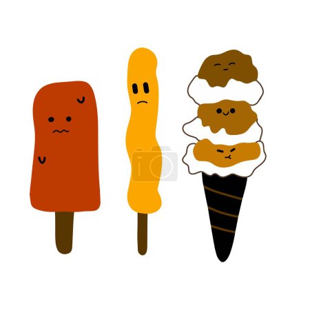 Frozen Delights: Cartoon Ice Cream and Popsicle Characters