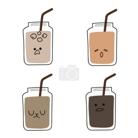 Cartoon Mason Jars with Characterful Drinks