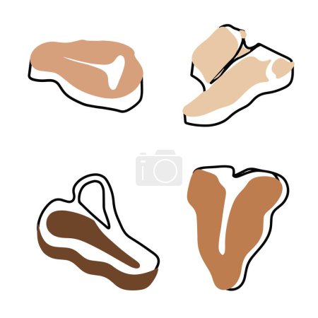 Minimalista T-Bone Steak Vector - Ilustración de carne marrón para diseñadores 