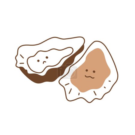 Ilustración de Cute Oyster Emoji Vector - Gráfico de cáscara marrón divertido para creativos - Imagen libre de derechos