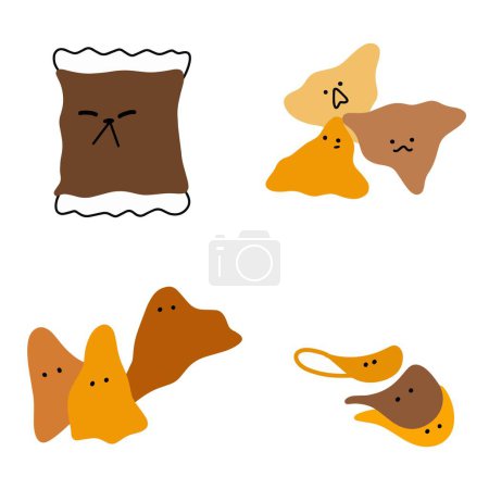 Cute Snack Clipart - Funny Brown & Orange Potato Chips for Creatives