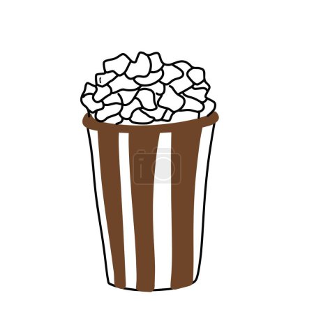 Sweet Popcorn Vector: Cute & Minimalist Brown Snack Illustration with Emoticon | Creative Projects