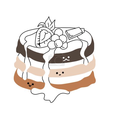 Ilustración de Vector de panqueque estético: Ilustración elegante de la comida del desayuno marrón con proyectos creativos emoticones minimalistas - Imagen libre de derechos