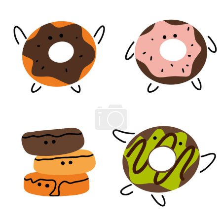 Bäckereidesign: Köstliche Donuts mit bunten Glasuren für Menüs und Verpackungen