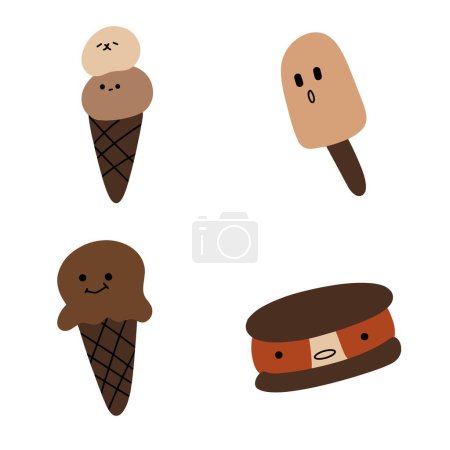 Collection d'illustrations ludiques de crème glacée 