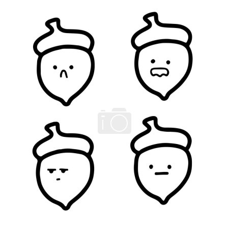 Illustration for Adorable Oak Acorn Illustrations | Cute Hand Drawings | For Creative Projects | Minimalist Design - Royalty Free Image