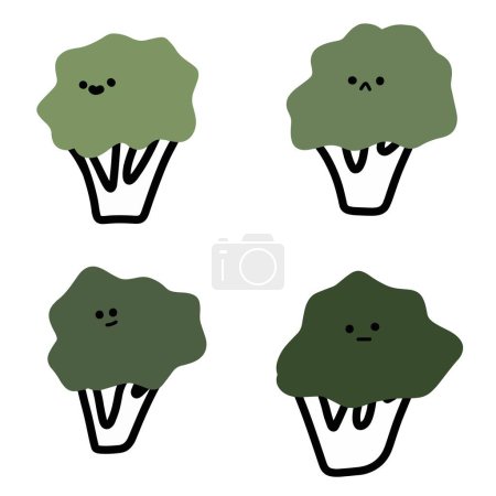Illustration for Adorable Broccoli Illustrations | Cute Hand Drawings | For Creative Projects | Minimalist Design - Royalty Free Image