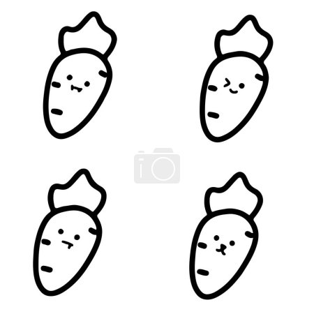 Adorable Carrot Illustrations | Cute Hand Drawings | For Creative Projects | Minimalist Design