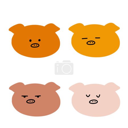 Illustration for Adorable Pig Illustrations | Cute Hand Drawings | For Creative Projects | Minimalist Design - Royalty Free Image
