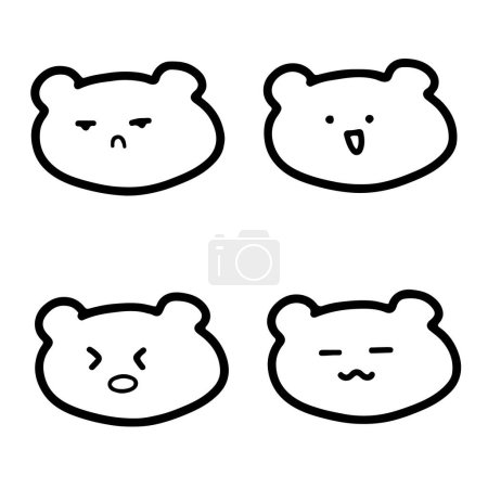 Illustrations d'ours adorables Dessins à la main mignons pour les projets créatifs Design minimaliste