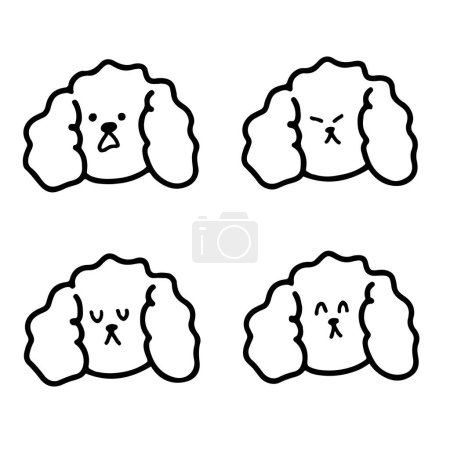 Emoticon Dog Illustrations: Einzigartige Line Art Welpen mit Emoji-Ausdrücken herunterladen