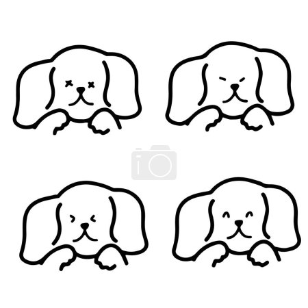Line Art Dog Emoticons: Fun & Customizable Welpen mit editierbaren Emoji-Gesichtern