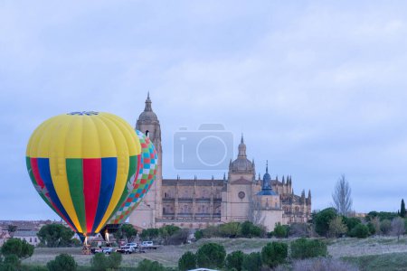 Hot air balloons in Segovia, Spain