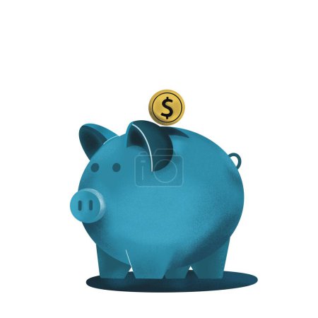   piggy bank and coins isolated background, business and logo 