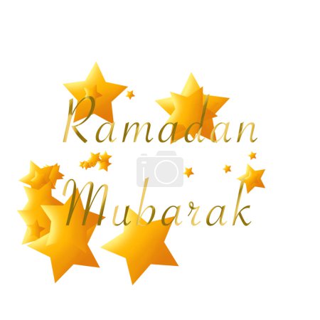 ramadan kareem  illustration on a isolated background. Yellow stars with text. 