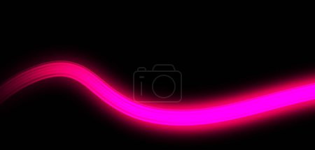   Ligne néon rose abstraite sur fond noir. Ligne lumineuse. 