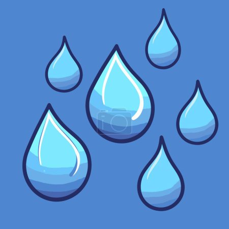 blue water drops. vector illustration. Colors aqua drops, vector illustration, water set, water drops ecology, elements droplets, logo, stickers ,background blue . 