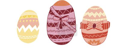 Illustration for Easter eggs, vector set of easter elements.christmas balls and gifts. Eastern decorations. flat design, hand drawn style - Royalty Free Image