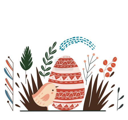 Ilustración de Eggs and chicken vector illustration. cute hand drawn illustration with eggs. Easter illustration - Imagen libre de derechos
