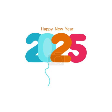 happy new year 2025 background. holiday background vector design for website banner, poster, invitation card, cover, poster, brochure. Numbers 2025 in the form of flying multicolored helium balloon