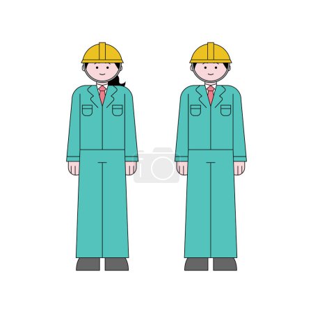 Clip art of woman and man in work clothes