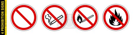 kein Feuer-Symbol gesetzt. Verbotszeichen für den Brandbereich Symbol, Vektorabbildung Nicht rauchen oder offene Flammen verwenden.