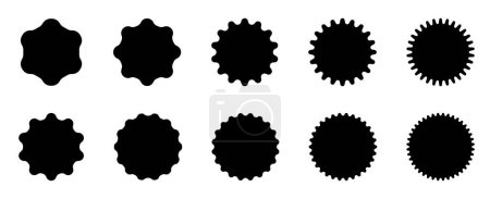 Ilustración de Una serie de manchas de tinta negra con diferentes diseños de bordes sobre un fondo blanco, adecuado para fondos creativos o patrones. - Imagen libre de derechos