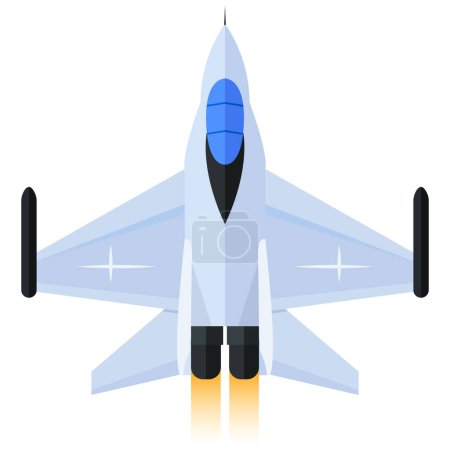 Téléchargez les illustrations : Illustration vectorielle de haute qualité d'un chasseur F-16 volant dans les airs. Cette icône est parfaite pour les sites Web, applications, présentations, et plus encore. - en licence libre de droit