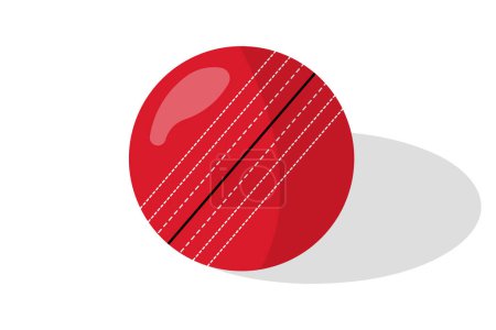 icono de la bola de cricket rojo. ilustración plana del icono del vector de bola de deporte para el diseño web