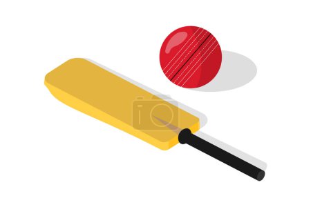 Isometric Cricket Bat and Ball