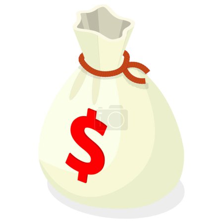 Illustration for A classic vector illustration of a money bag with a bold red dollar sign, ideal for representing wealth, finance, and investment. - Royalty Free Image