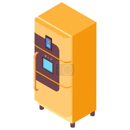 Isometric Refrigerator icon with Touchscreen