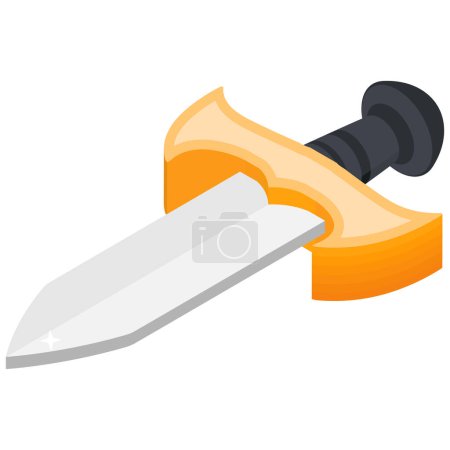 A high-quality vector illustration of a classic sword in isometric style.
