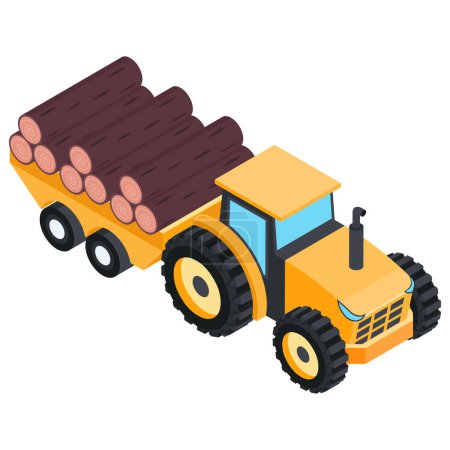 Lumber Transport Tractor, isometric Style.