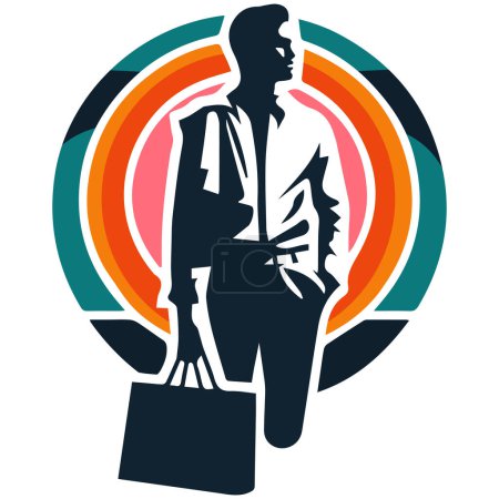 Urban Shopper Silhouette Vector logo.