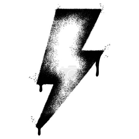 Spray Pintado Graffiti rayo eléctrico símbolo Pulverizado aislado con un fondo blanco. graffiti eléctrico rayo icono con sobre spray en negro sobre blanco.