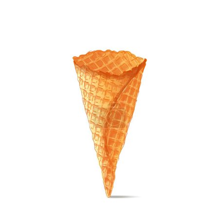 Illustration for Ice-cream waffle cone. Balls of vanilla, citrus, strawberry, mint, chocolate. Vector realistic line illustration - Royalty Free Image